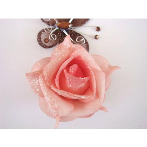 Huge Stock Big Promotion Now!! 1000 X (6cm) Glitter Flower Head in Pink For Diy Flower Wreath Flower Bouquet