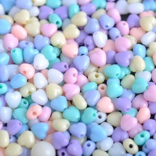 Wholesale 7x7mm 200pcs Mixed Color Acrylic charm Heart Spacer Beads For jewelry making DIY YKL0218X