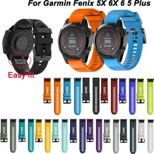 26 22mm Sports Watchband for Garmin Fenix 5X 5 5S Plus 3 3HR 6 6S 6X Pro Watch Quick Release Silicone Easy fit Wrist Band Straps