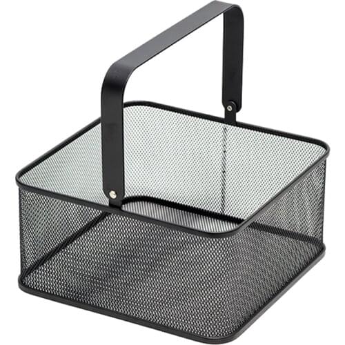 Modern Open Mesh Steel Storage Basket Multipurpose Cabinet Storage Organizer With Handle