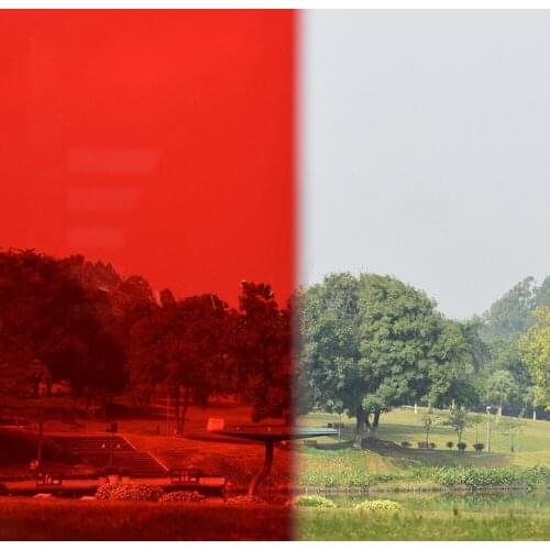 SUNICE 45X100/200/300CM Red Stained Glass Adhesive Film DIY House Residential Festival Decorative Glass Film UV+Shading Film