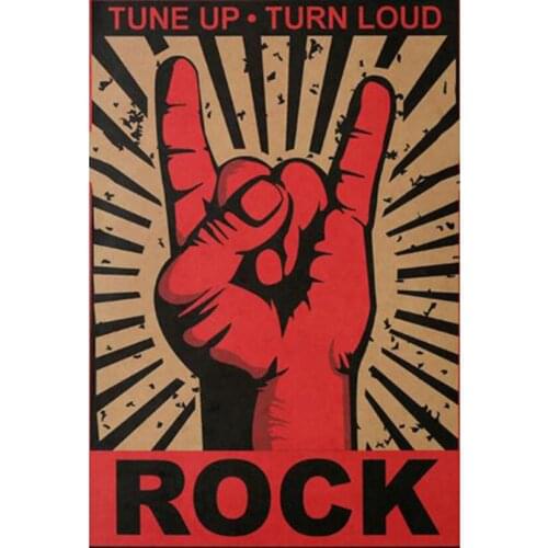 DIY Room Decoration ROCK Gesture Classic Poster Retro Kraft Paper Poster Cafe Cross Stitch Diamond Painting GJ7479