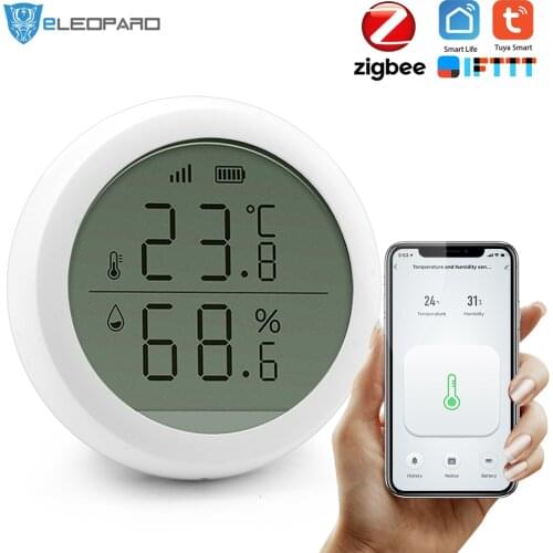 ELEOPARD Smart home Tuya Zigbee Temperature Humidity Sensor High Accuracy T&H Sensor Work with Gateway Hub with display