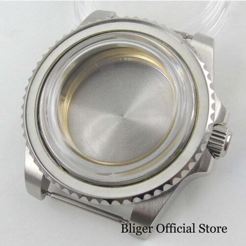 Watch Parts Mens Watch Case With Glass 40mm Stainless Steel Fit for Miyota 8215 Movement