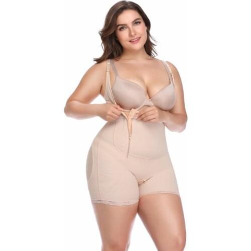 Full Body Shaper Women Slimming Shapewear Plus Size Firm Control Bodysuits Waist Trainer Zipper Tummy Shaper Corset Underwear