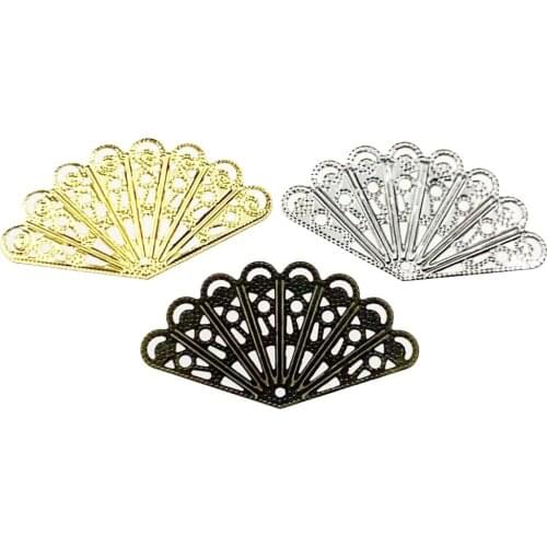 20pcs 23x49mm Metal Flower Filigree Wraps Crafts Gift Decoration DIY Cosplay Bridal hair accessories Wholesale Charms