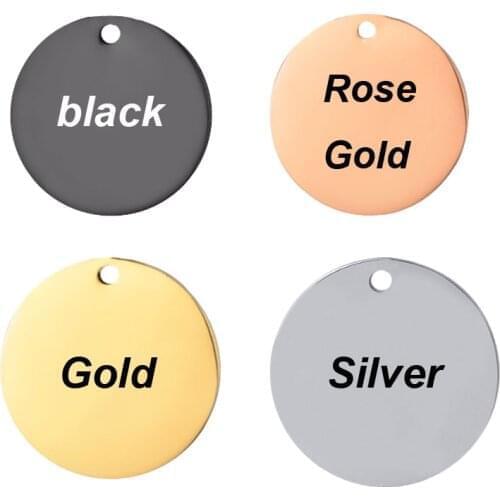 20 Pcs Mirror Polish Tag Stainless Steel Blank Stamping Dog ID Tag Round Charm Pendant Engraved Personalized Customized Necklace