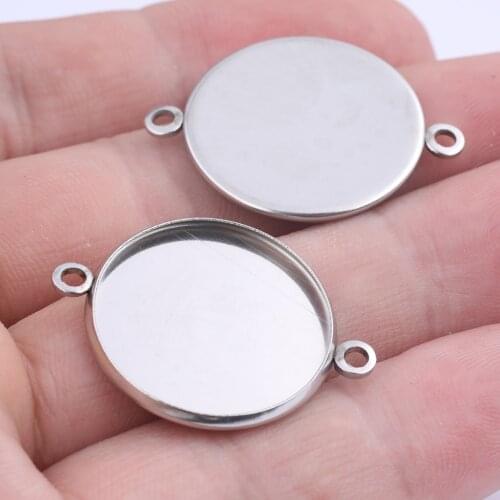 20pcs Fit 20mm Cabochon Connector Base Setting Blanks Diy Bracelet Pendant Bezel Trays For Jewelry Making