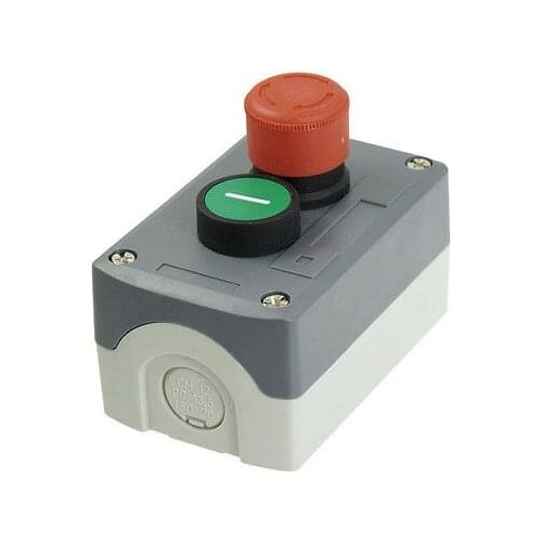 240V 3A Red Emergency Stop Momentary Green Flat Pushbutton Switch Station Box