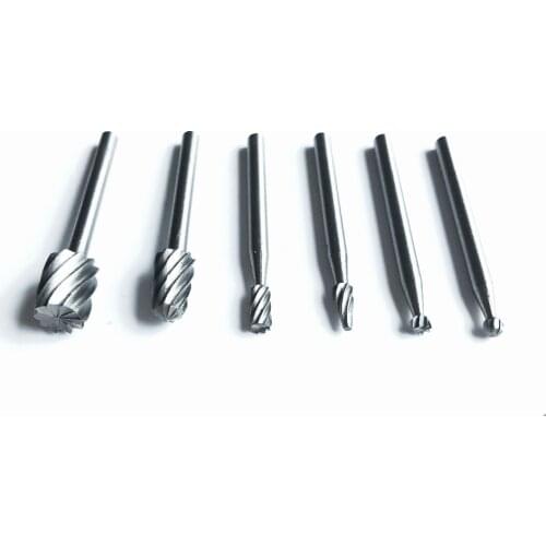 6PCS/set HCS made wood carving cutter woodworking rotary burrs carving knife carving hollowing grinder fittings for wood plastic