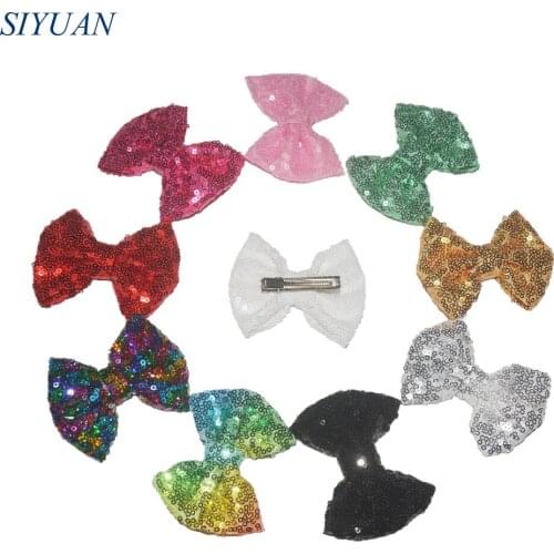 8pcs/lot Girl Fashion 3.4'' Embroidery Messy Sequin Bow Hairpin Kids Hair Clip Accessories HDJ117