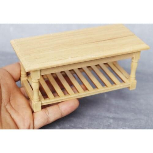 A05-X016 children Toy 1:12 Dollhouse mini Furniture Miniature rement Doll accessories wooden Log color rectangular dining 1pcs