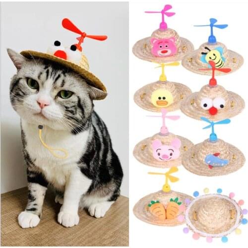 Pet accessories Dog Cat Hat Small Pet Dog Outdoor Accessories pet straw hat sun hat Cat Headdress hat