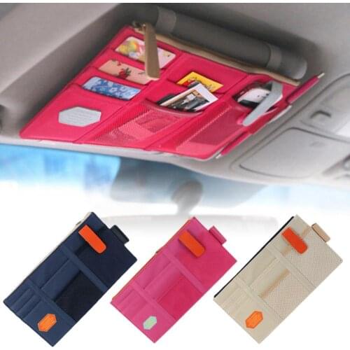 Car Interior Sun Visor Organizer Pocket Card Pen Phone Holder Storage Mesh Bag