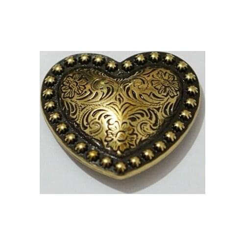 KBM13) 10pc 1-1/4'' (3.2cm) Western Heart Berry Concho Saddle Concho Antique-Bronze