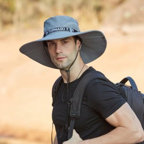 Outdoor Men Hats Fishing Cap Solid color Wide Brim Anti-UV Beach Sun Caps Women Bucket Hat Summer Autumn for Hiking Camping