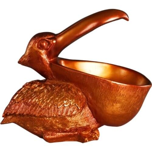 Creative Resin Pelican Statue Key Candy Container Cell Phone Holder Bird Figurines Table Desk Decor Living Room Home Decoration