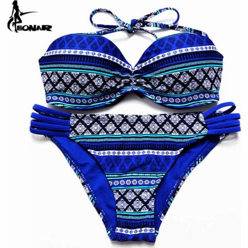 Swimsuit 2019 Brazilian Bikini Set Sexy Floral Bandage Strappy Plus Size Swimwear Bikinis Women Bandeau Biquini Bathing Suits