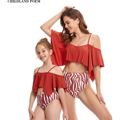 Mother Daughter Swimsuits Family Matching Swimwear Outfits Family Look Ruffle Mom Daughter Bathing Suit Mommy and Me Clothes