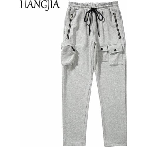 Mens Streetwear Cargo Joggers Sweatpants Hip Hop Soild Color Pockets Harem Sweat Pants Women Baggy Sweatpant Autumn Winter