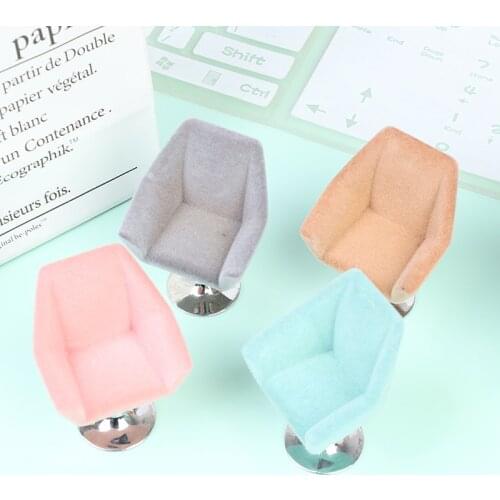 1:6 Scale Miniature Furniture Set Flocking Sofa Armchair Flocking Sofa Chair For Kid Toy