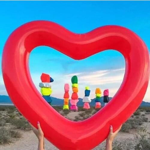Inflatable Swim Ring Red Heart-Shape Floating Tools Swimming Pool Life Buoy