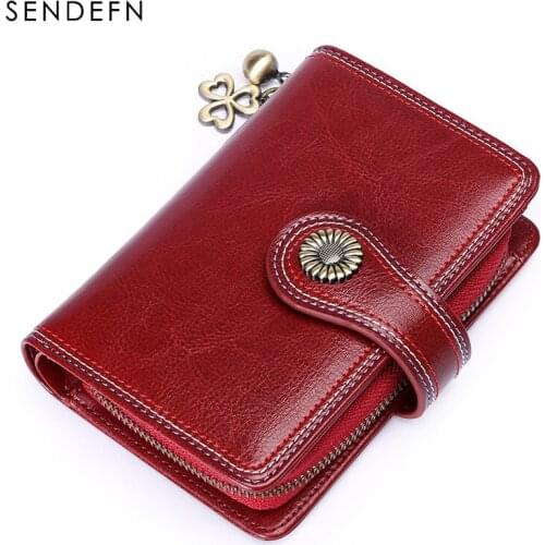 2020 New Women Split Leather Short Wallet Ladies Purses SENDEFN Female Vintage Wallets Grils Coin Purse Sunflower Sequined