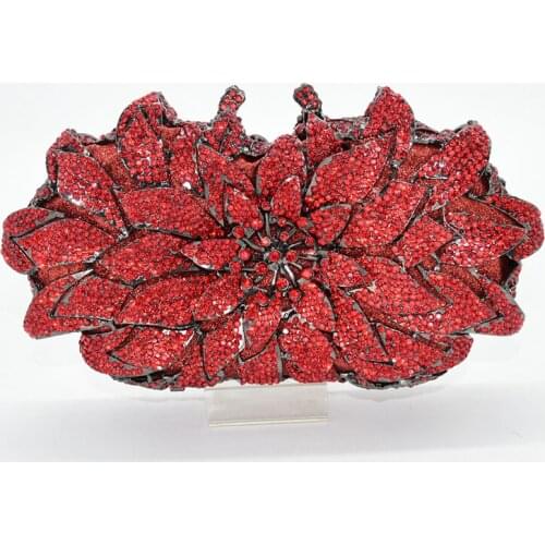 New crystal clutch bag dinner bag metal flower crystal evening dress wallet rhinestone wedding party clutch bag dinner bag