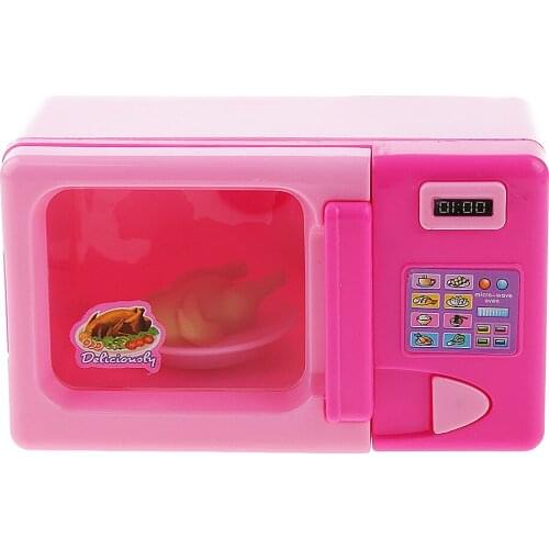 New Doll House Dollhouse Miniature Plastic Mini Microwave Oven Dolls House Toys for Kids Role Play Toys- Pink Classic Toys Gift