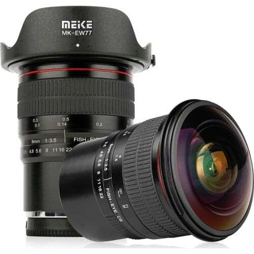 Meike 8mm F3.5 Aperture Ultra Wide Angle Fisheye Effects Manual Focus Lens for APS-C Mirrorless Camera for Canon for Sony Emount