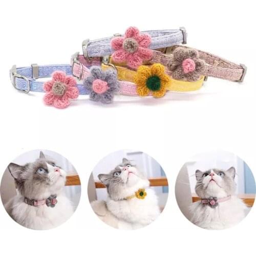 Breakaway Cat Plain Cotton Six Petaled Flower Bow Tie Adjustable Buckle Safety Kitten Puppy Necklace Bownot For Pet Accessories