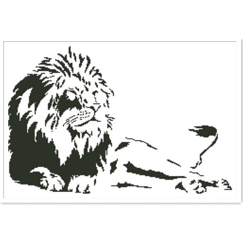 Lion cross stitch package simple animal 18ct 14ct 11ct white fabric cotton silk thread embroidery DIY handmade needlework