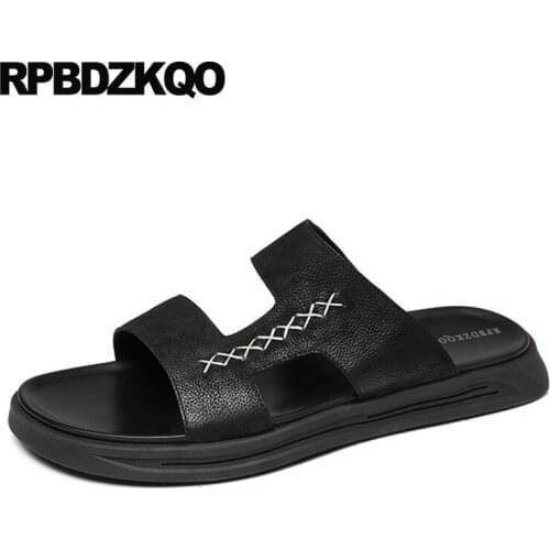 Men Gladiator Sandals Summer Slip On Shoes Roman Black Soft High Quality Genuine Leather 2019 Slippers Designer Beach Native