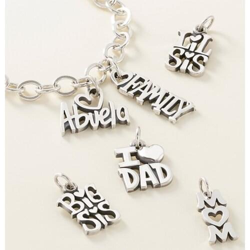 Family Diy Pendant Charms I Love Mom Dad , Hope Love Letter Cute Charms Stainless Steel Charms for Necklace Bracelet Making