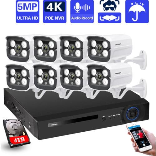 Face Recognition H.265+ 8CH 5MP HD POE NVR Kit CCTV Security System 5MP AI IP Camera Outdoor P2P Video Surveillance Set 2TB HDD
