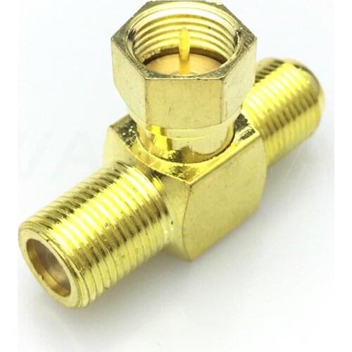 T Shape F Type F 1 Male to F 2 Female Triple Splitter 3 Way Adapter T in Series RF Adapter TV Coaxial Antenna Connector