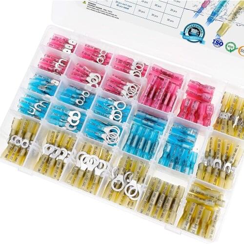 Heat Shrink Wire Connectors Waterproof Automotive Marine Electrical Terminals Crimp Connector Ring Fork Hook Spade Butt Splices