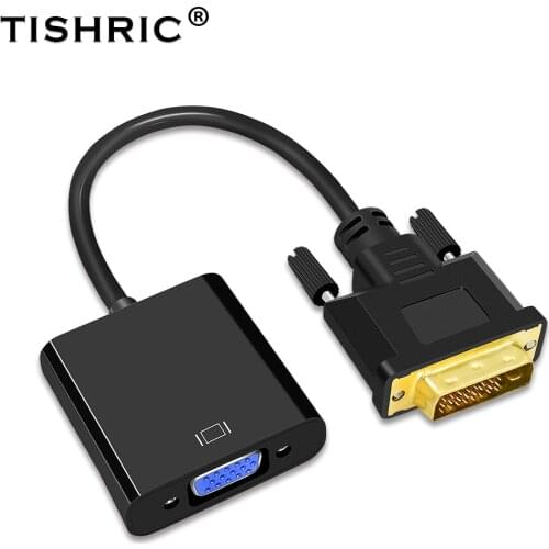 Tishric 10PCS Hot DVI-D DVI D To VGA 24+1 15Pin Video Card Male To Female Cable Converter For Projector Monitor Adapter For PC
