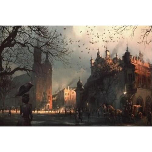 Living room home wall decoration fabric poster Warsaw Poland city art painting Church