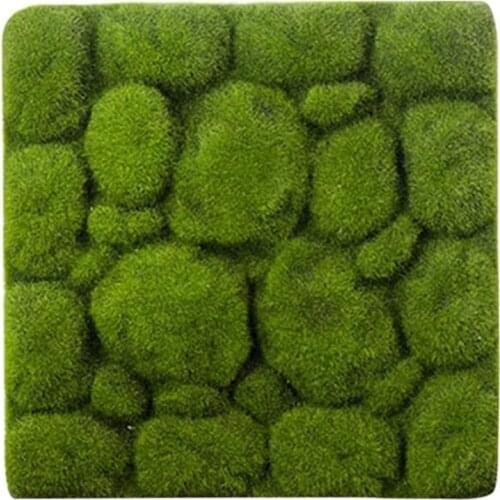 Grass Mat- Stone Shape Indoor Green Artificial Lawns Turf Carpets Fake Sod Moss for Home Hotel Wall Balcony Decor
