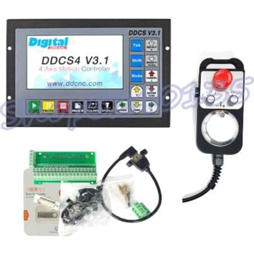 Upgraded DDCSV3.1 3/4 axis 500KHz G-Code Offline Controller+Handwheel All Metal Cases DDCS V3.1 Replace Mach3 USB CNC Controller