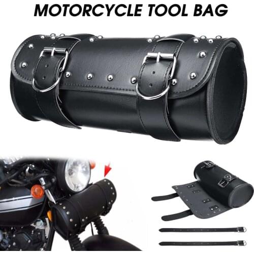 Universal Motorcycle Tool Bag Saddlebag Roll Barrel Racing Black Front Fork Handlebar Tail Barrel Storage