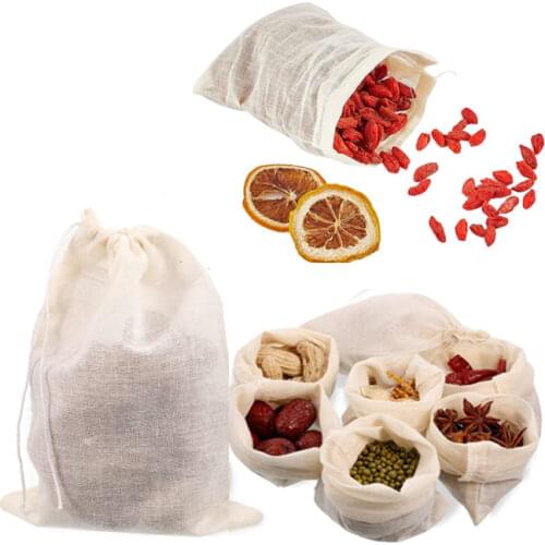 100 Pack 8x10cm Cotton Muslin Drawstring Reusable Bags Packing Bath Soap Herbs Tea