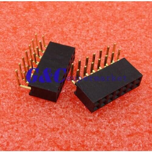 10PCS 2.54mm Pitch 2x7Pin Header Right Angle Female Double Row Socket Connector