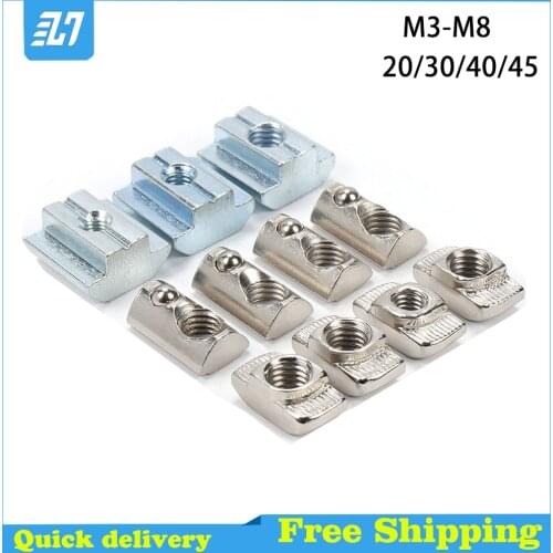 20 30 40 45 Series Slot T-nut Sliding T Nut Hammer Nut Fasten Connector 2020 Aluminum Extrusion M3 M4 M5 M6 M8 M10