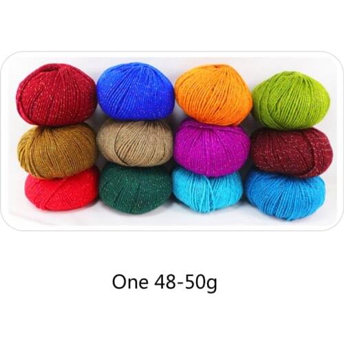 3 Roll 2 Strand Medium Thick Acrylic Fiber Hand Knitting Yarn Colorful Shiny Metallic Crochet Wool Thread for DIY Scarf