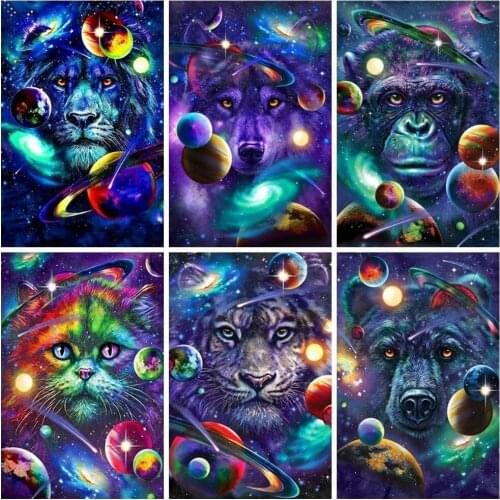 5D DIY Diamond Painting Wolf Tiger Cat Animal Diamond Embroidery Decorative Painting Cross Stitch Kits Handicraft Needlework Art
