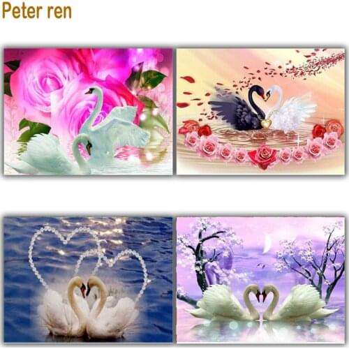 Diy diamond painting Round\square rhinestone diamond mosaic Picture of Rhinestone full Diamond embroidery "Rose love swan"
