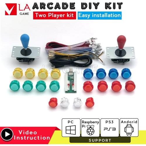 2 player arcade kit placa zero delay usb to PC Rasberry PI arcade machine joystick usb led arcade button retro arcade machine