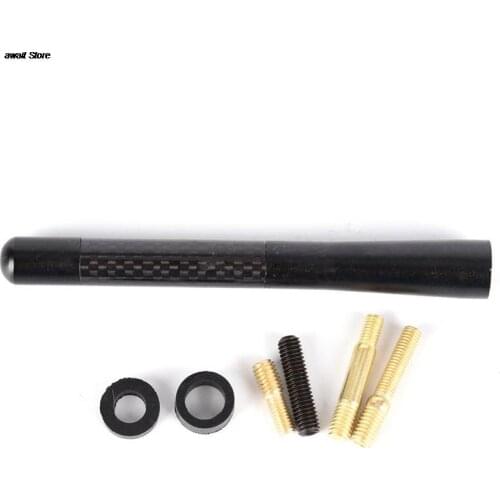 1set Universial Car Auto Mini Carbon Fiber Short Stubby Screw On Aerial Antenna Mast Multi Style Car Stying